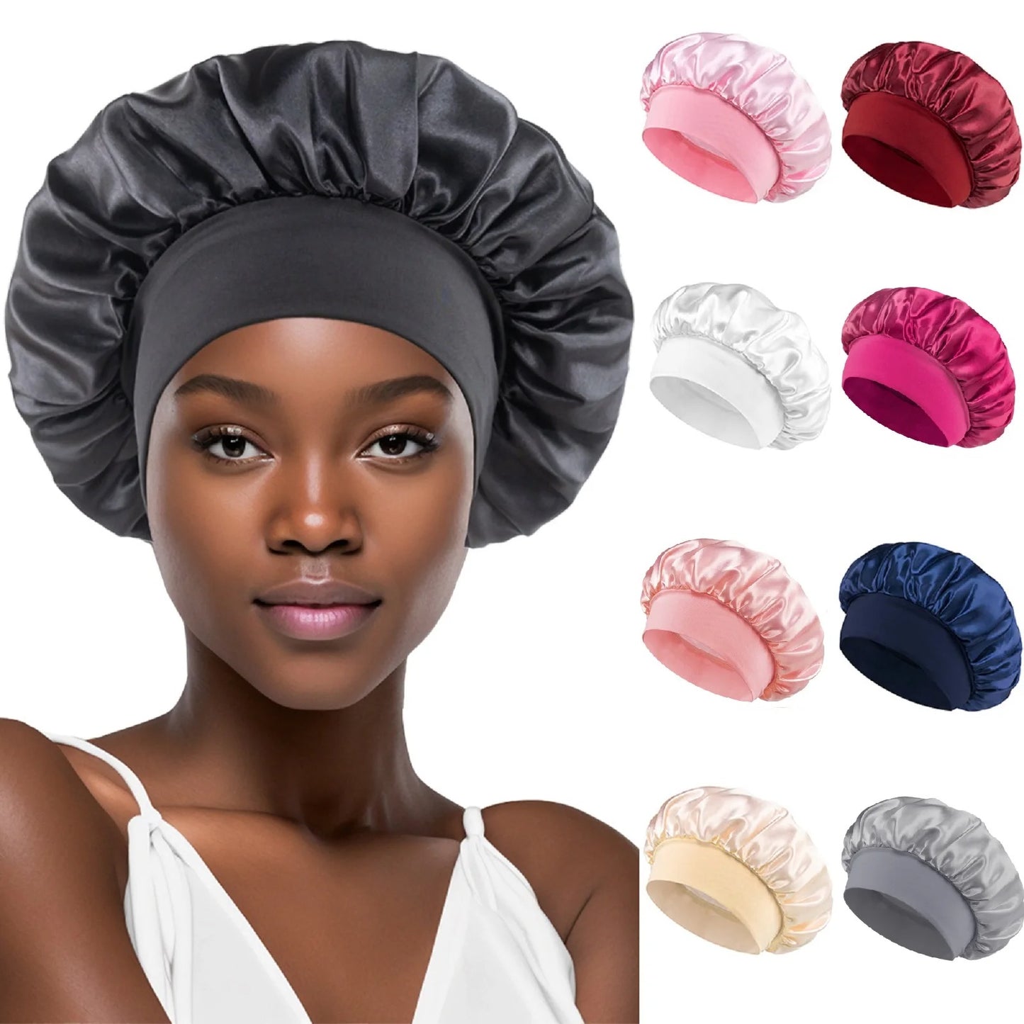 Satin Solid Bonnets Unisex Head Wrap